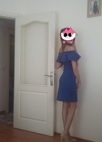 s Beden mavi Renk Mavi Straplez Mini Elbise