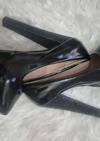 39 Beden siyah Renk Siyah Parlak Platform Topuklu 21 cm