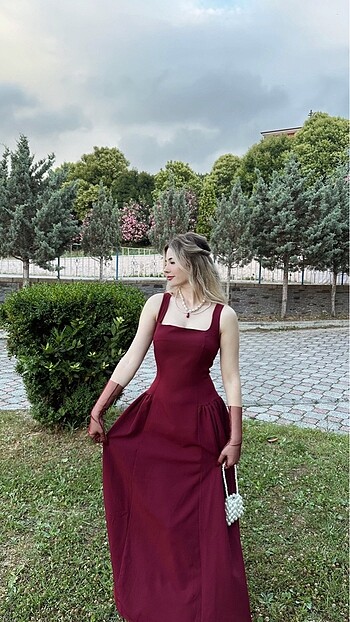 Trendyol & Milla Bordo elbise