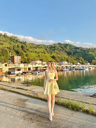 Butter Yellow kısa elbise