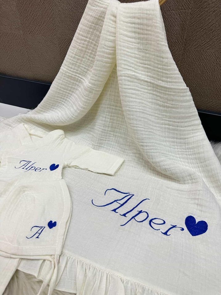 Beyaz Nakışlı Bebek Hastane Kıyafeti - Diger - Görsel 2