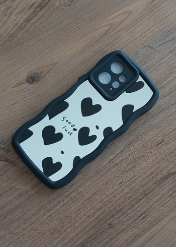 Siyah Kalp Desenli Aynalı Telefon Kılıfı Markası Redmi 12 - Görsel 2