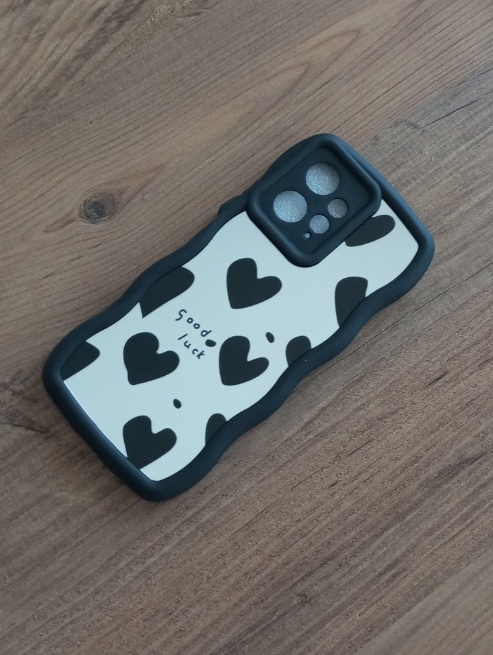 Siyah Kalp Desenli Aynalı Telefon Kılıfı Markası Redmi 12 - Görsel 2