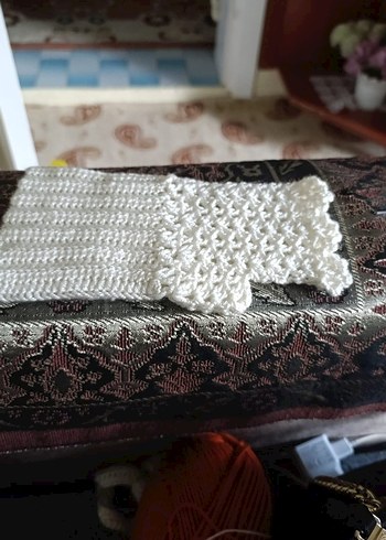 krem rengi Örgü Kadın Eldiven - Görsel 4