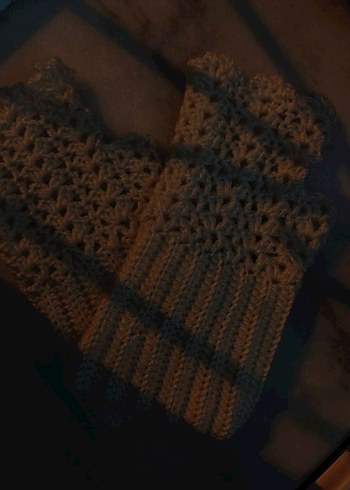 krem rengi Örgü Kadın Eldiven - Görsel 2