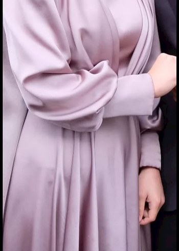 Uzun Kollu Modern Klasik Lila Abiye Elbise - Görsel 3