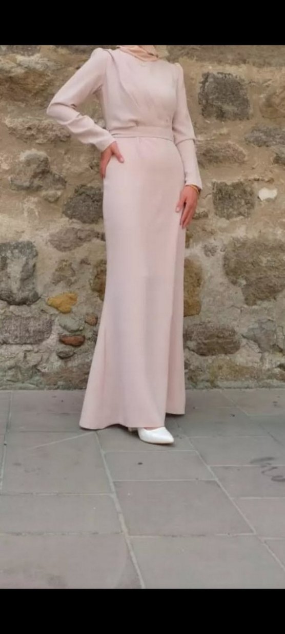 Bej -Pembe Mezuniyet Elbisesi - Görsel 2