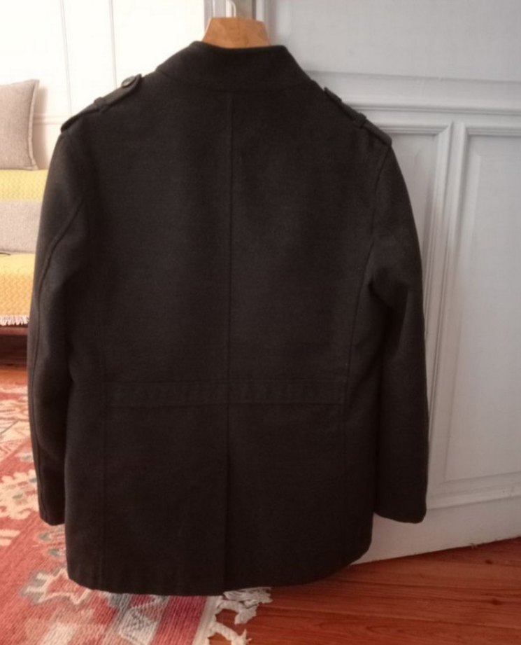 Düğmeli Siyah Midi Erkek Kaban - Görsel 2