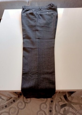 Düğmeli Gri Keten Erkek Pantolon kışlık Damat marka - Görsel 2