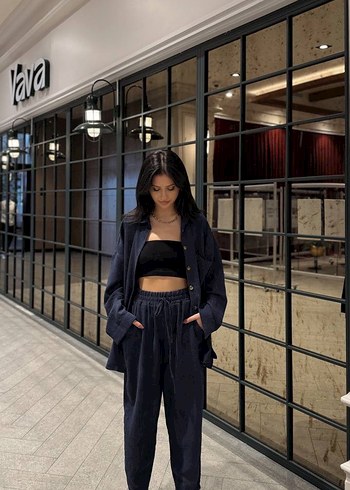 Siyah Denim Salaş Midi Kadın Takım