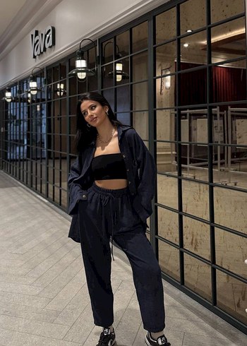 Diğer Siyah Denim Salaş Midi Kadın Takım