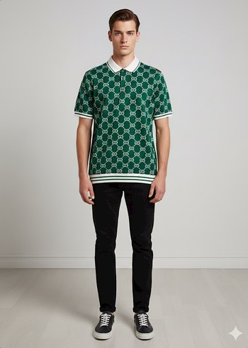 Yeşil Baskılı Erkek Kısa Kollu Pijama Takımı - Görsel 5