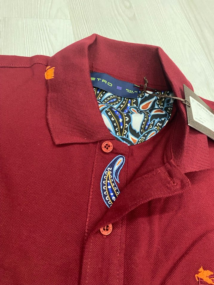 Bordo Düğmeli Polo Yaka Erkek Tişört - Görsel 5