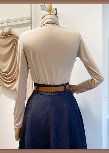Zara Camel Renk Drapeli Kadın bluz