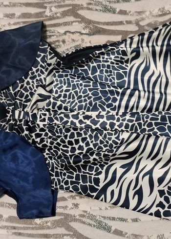 46 Beden Uzun Zebra Desenli Elbise