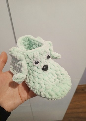 Erkek Bebek Örgü Triko Patik Gri - Görsel 2