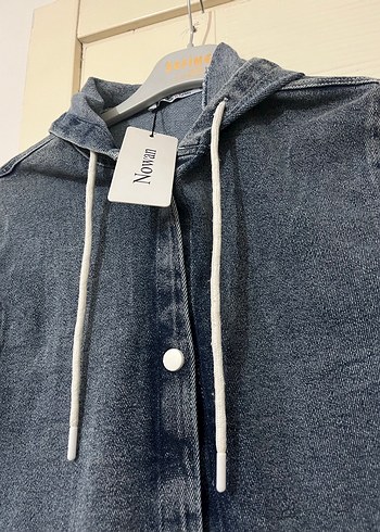 Kadın Gri Kapüşonlu Denim Ceket