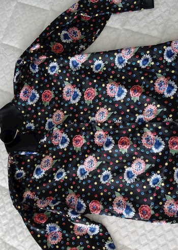 Çiçek Desenli Uzun Kollu Bohem Kimono Pijama Üstü