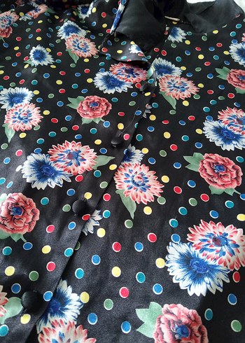 Diğer Çiçek Desenli Uzun Kollu Bohem Kimono Pijama Üstü