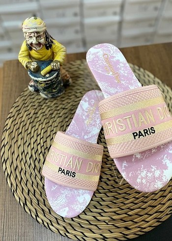 Dior Pembe Platform Topuklu Yılan Desenli Kadın Terlik
