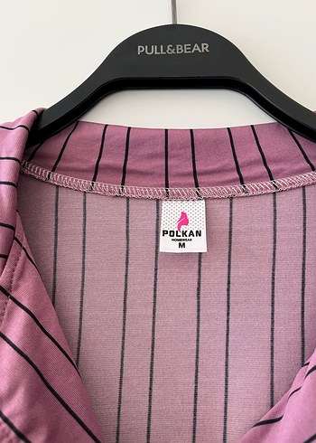 Düğmeli V Yaka Kısa Kollu Pembe Kadın Gömlek - Görsel 2