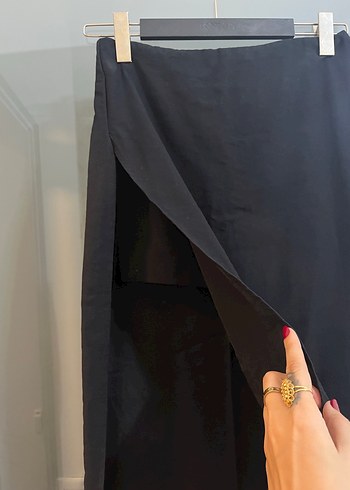 Drapeli Siyah Uzun Kadın Etek - Görsel 2