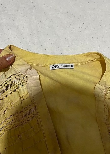 Kadın Sarı Bağlama Desenli Keten Mini Tulum - Görsel 4