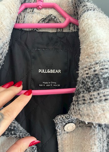 Düğmeli Ekose Gri Yün Kadın kaban - Görsel 3