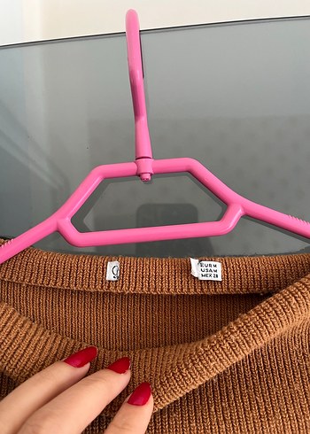 Kahverengi Kadın Örgü Yün Kazak - Görsel 2