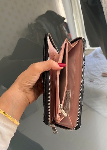 Siyah Deri Fermuarlı Kadın Cüzdanı - Görsel 5