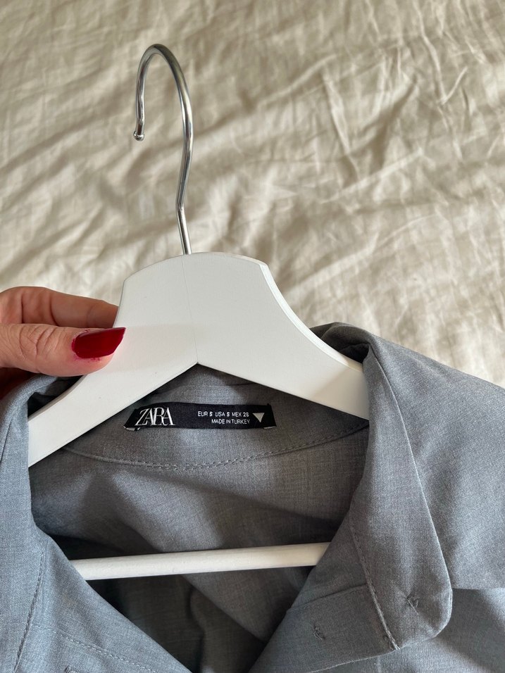 Gri Kemerli Kadın Gömlek - Görsel 3