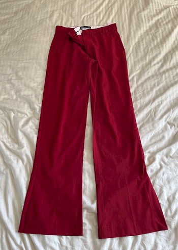 Bordo Midi Kadın Pantolon Drapeli