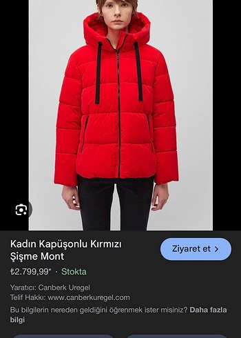 Mavi Jeans Kırmızı Kadın Kapüşonlu Kısa Mont