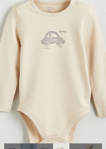 Uzun Kollu Mavi ve Bej 2 li Bebek Body - Görsel 3