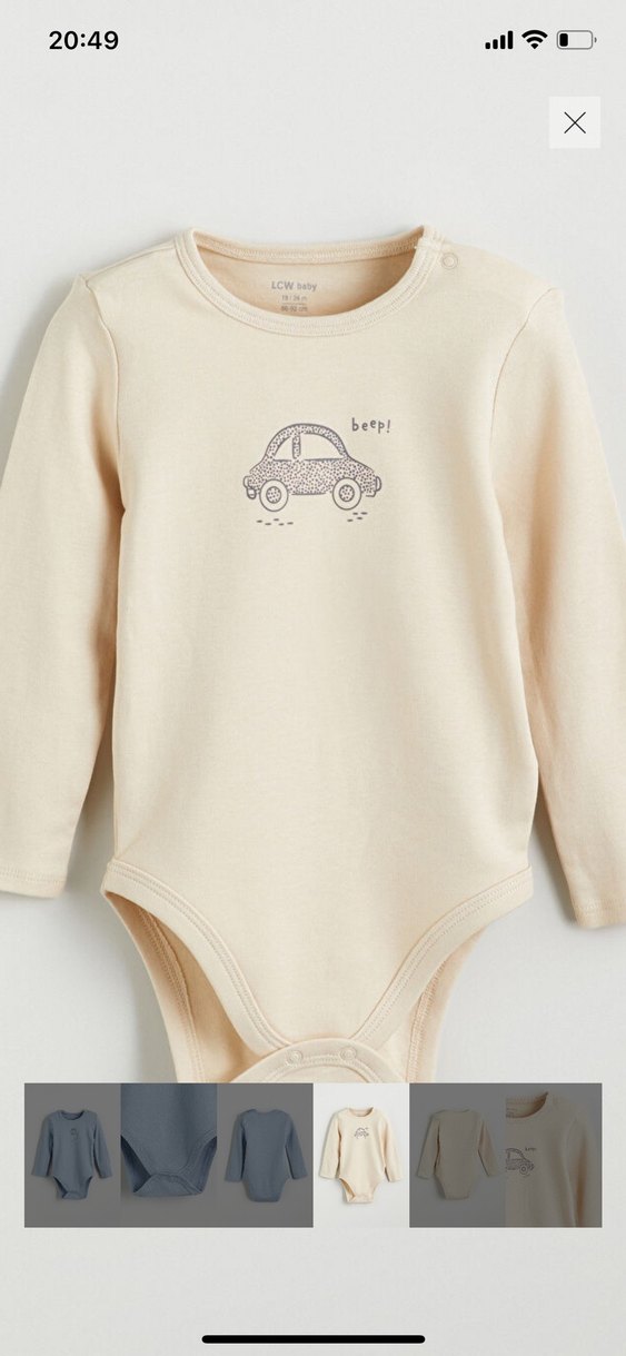 Uzun Kollu Mavi ve Bej 2 li Bebek Body - Görsel 3