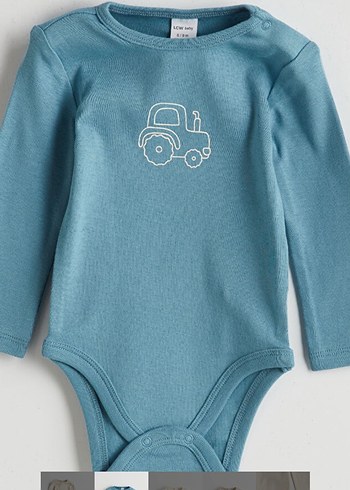 Mavi Baskılı Uzun Kollu 3 lü Erkek Bebek Body - Görsel 2