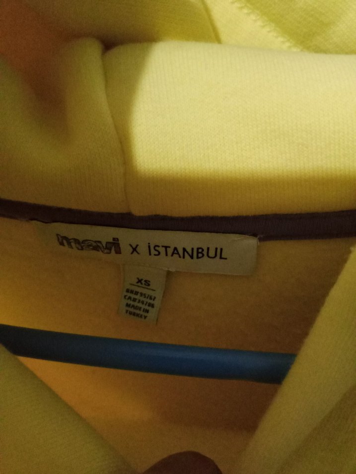 Sarı Kapüşonlu Baskılı Kadın Sweatshirt - Görsel 4