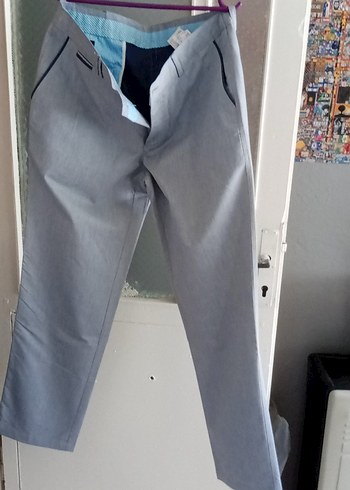 Gri Erkek Kot Pantolon - Regular Fit, Kemerli - Görsel 4