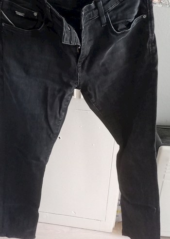 Siyah Kemerli Erkek Denim Pantolon