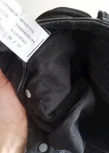 32 Beden siyah Renk Siyah Kemerli Erkek Denim Pantolon