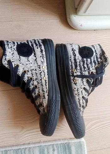 Converse Kadın Gri Yılan Desenli Kürklü Sneaker - Görsel 6