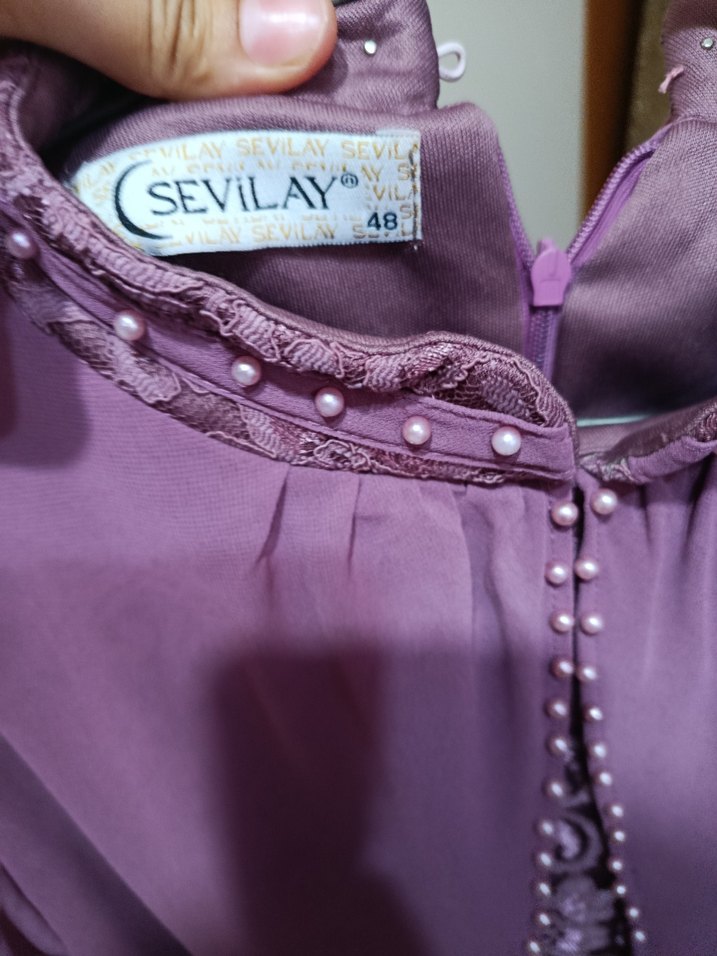 Mor Uzun Drapeli Abiye Elbise - Görsel 3