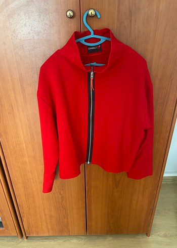 Kırmızı Yarım Fermuarlı Kadın Sweatshirt
