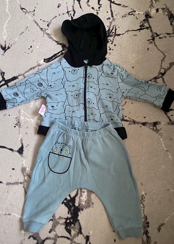 Kapüşonlu Fermuarlı Erkek Bebek Takımı - Görsel 2