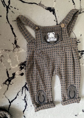 Uzun Kollu Kahverengi Örme Erkek Bebek Tulum - Görsel 3