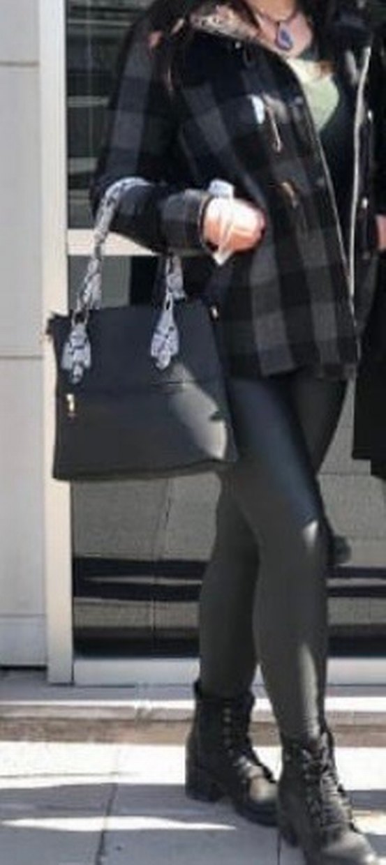 Düğmeli Gri Kareli Midi kaban - Görsel 2