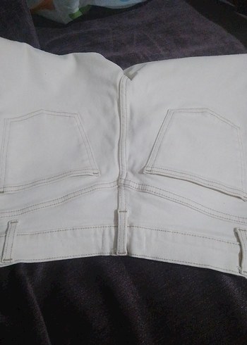 Krem rengi Kadın Pamuklu Rahat Kesim Pantolon - Görsel 4