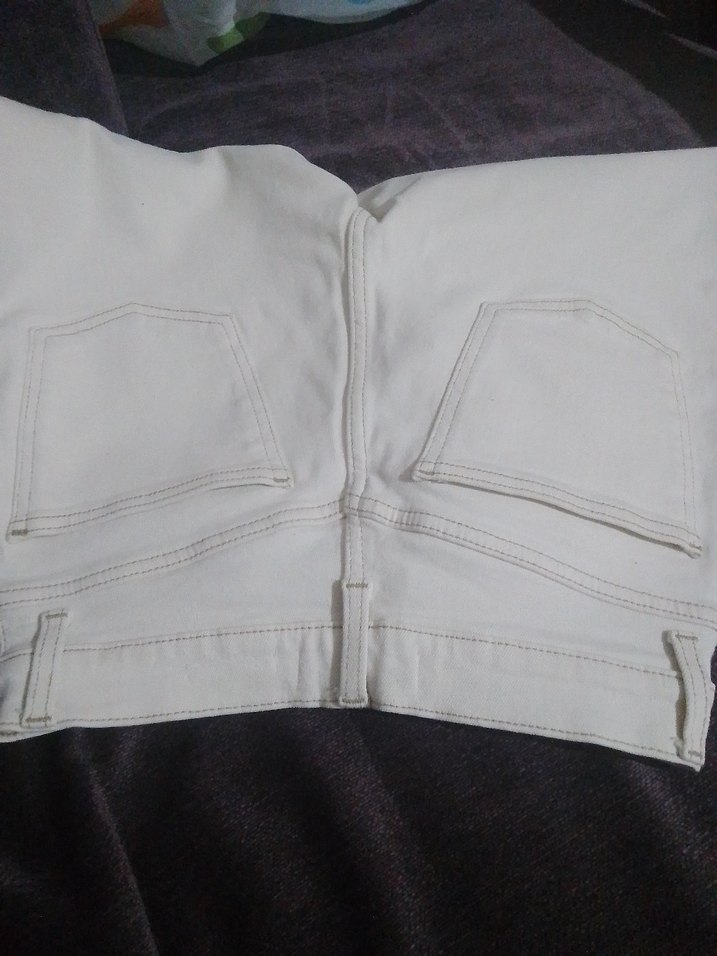 Krem rengi Kadın Pamuklu Rahat Kesim Pantolon - Görsel 4