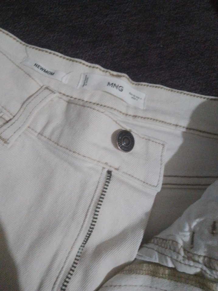 Krem rengi Kadın Pamuklu Rahat Kesim Pantolon - Görsel 3