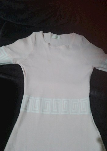 Beyaz Kemerli Uzun Kısa Kollu Elbise - Görsel 2